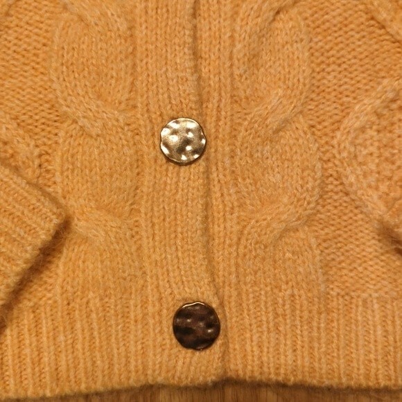 Missguided Cardigan Sweater Womens Size 6/8 Cable Knit Heart Yellow Orange - Picture 7 of 7